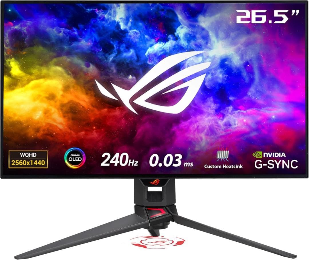 ROG Swift OLED PG27AQDM　有機ELゲーミングモニター Amazon.co.jp: ASUS 有機EL ゲーミングモニター ROG Swift OLED