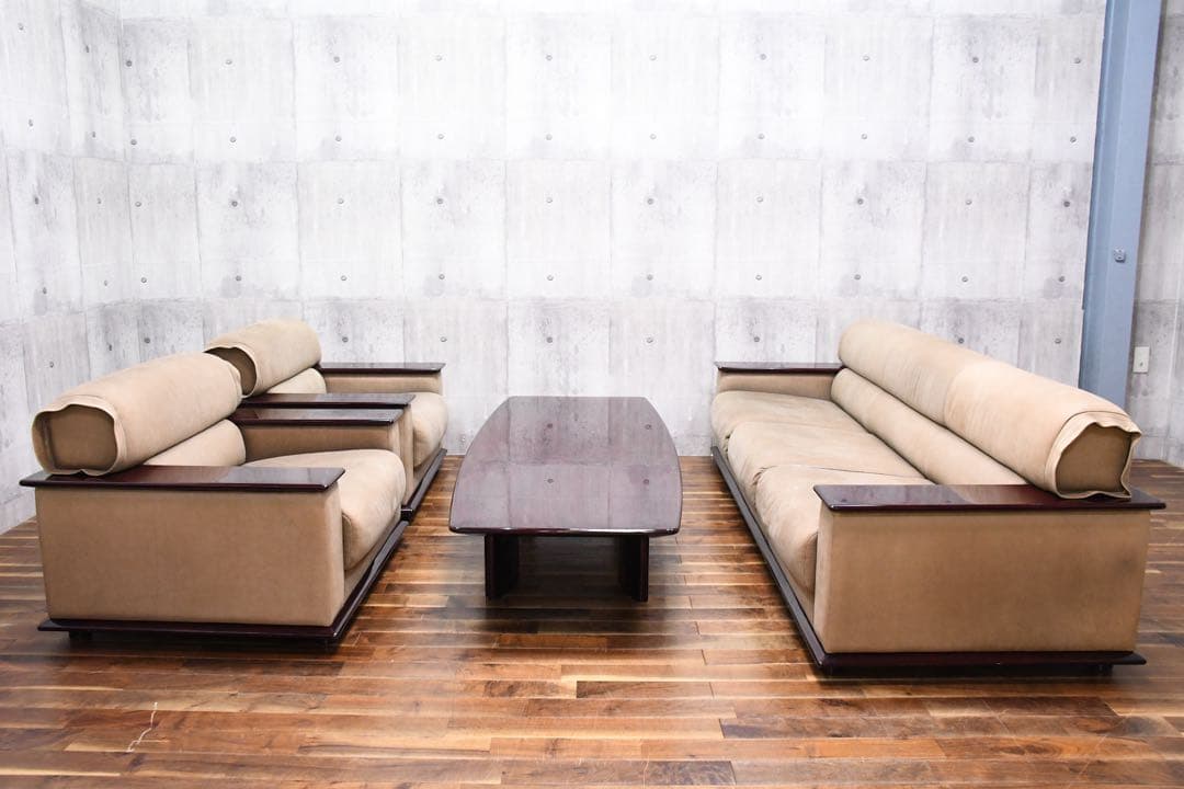 EAC65 北谷家具 KIT FURNITURE 仔山羊革張り 応接4点セット - メルカリ